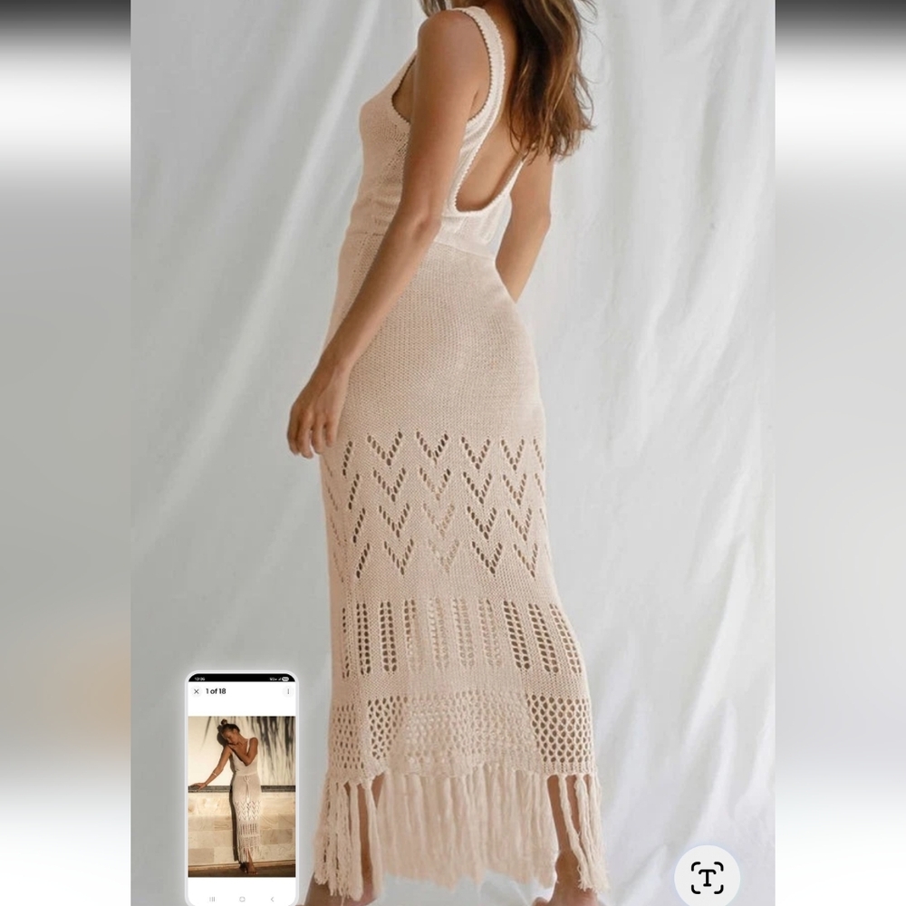 FLOOK THE LABEL Lyanah Crochet Cover-Up Dress in White - Picture 2 of 14